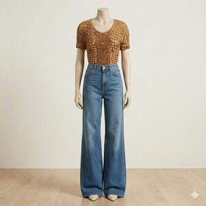 Vintage 90s Y2K Popcorn Shirt –Copper Gold Magic Bubble Crinkle Top – One S